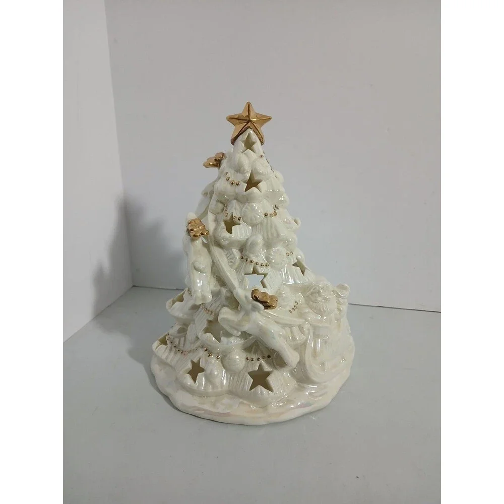 Vtg Target Trend Candle Run Tree Lustre Santa Sleigh Reindeer Ceramic
